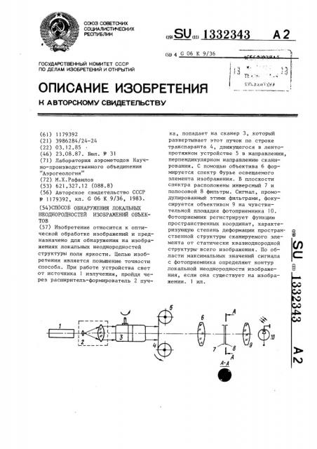 Способ обнаружения локальных неоднородностей изображений объектов (патент 1332343)