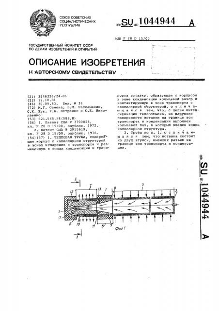 Тепловая труба (патент 1044944)