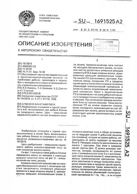 Алмазно-канатная пила (патент 1691525)