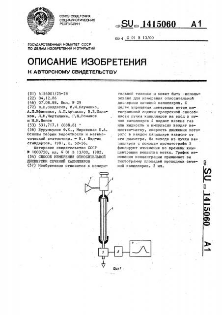 Способ измерения относительной дисперсии сечений капилляров (патент 1415060)