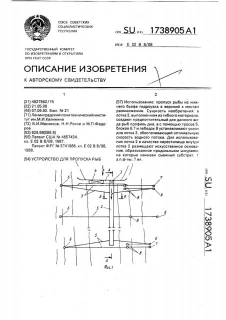Устройство для пропуска рыб (патент 1738905)