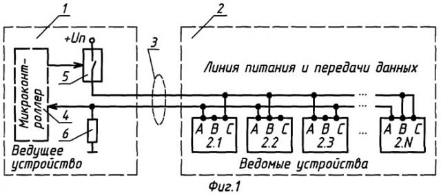 Способ назначения адреса ведомого устройства в электронной системе с совмещенной линией питания и передачи данных (патент 2404510)