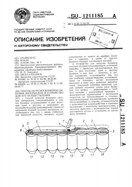 Способ загрузки бункеров сыпучим материалом и устройство для его осуществления (патент 1211185)
