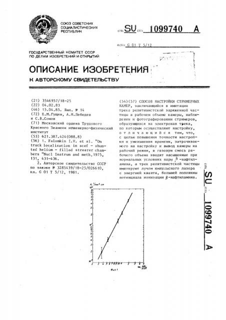 Способ настройки стримерных камер (патент 1099740)