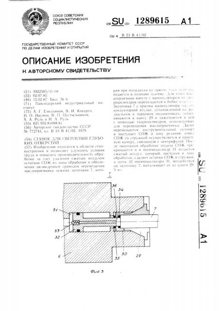 Станок для сверления глубоких отверстий (патент 1289615)