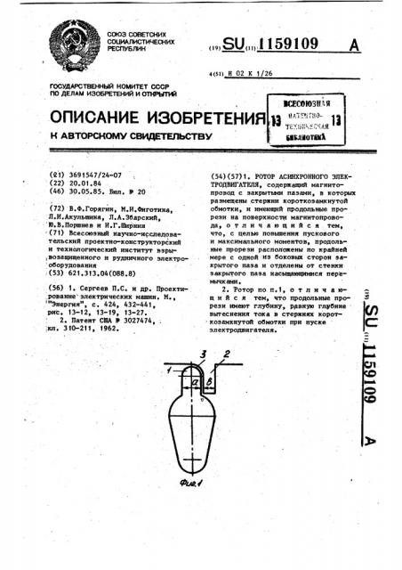 Ротор асинхронного электродвигателя (патент 1159109)