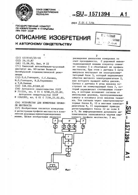 Устройство для измерения профиля местности (патент 1571394)