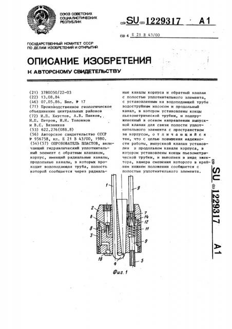 Опробователь пластов (патент 1229317)