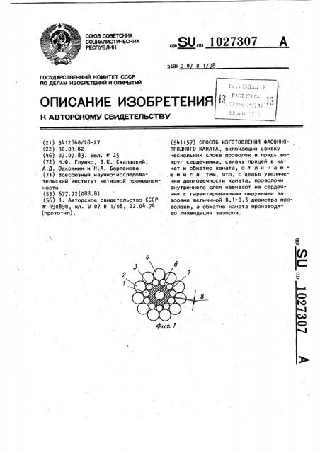 Способ изготовления фасонно-прядного каната (патент 1027307)