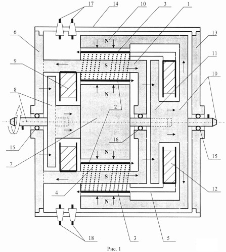 Бесколлекторный двухроторный двигатель постоянного тока (патент 2531029)