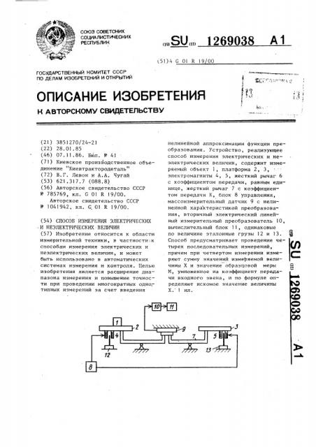 Способ измерения электрических и неэлектрических величин (патент 1269038)