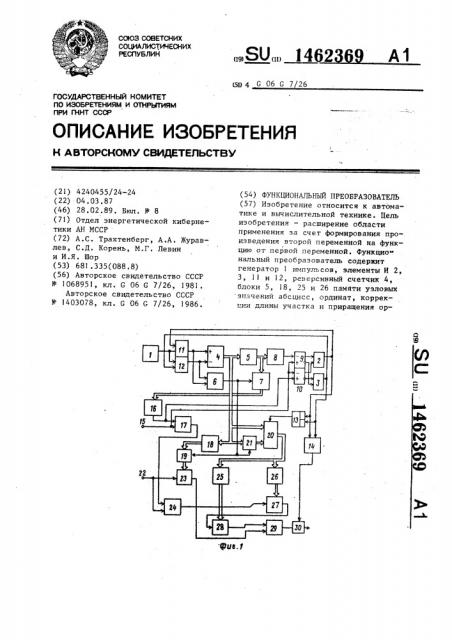 Функциональный преобразователь (патент 1462369)