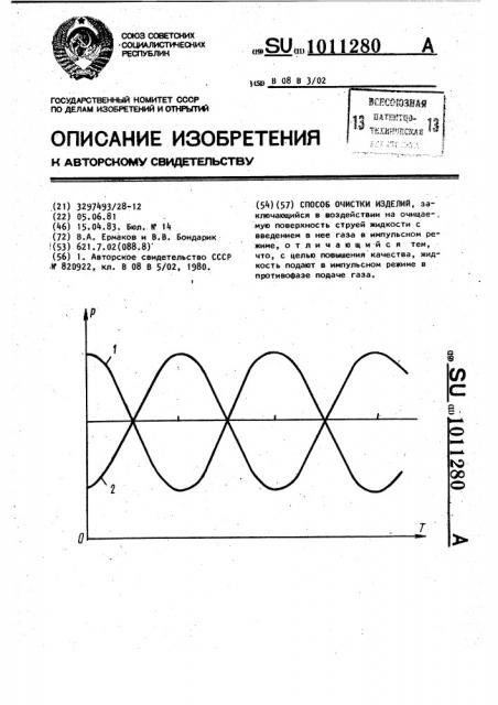 Способ очистки изделий (патент 1011280)