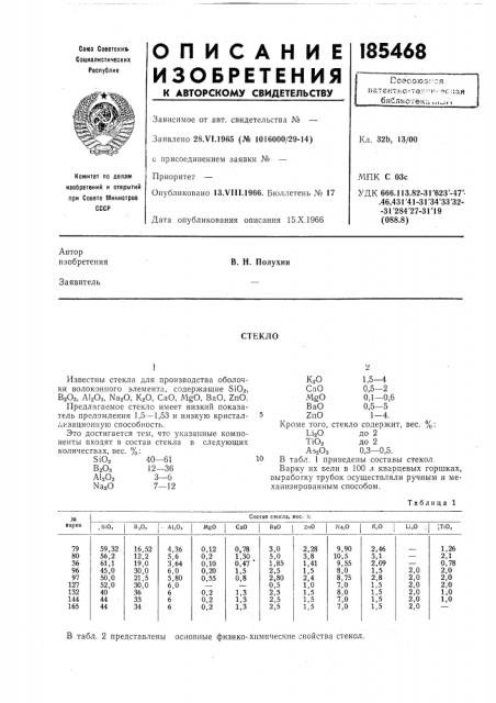 Патент ссср  185468 (патент 185468)