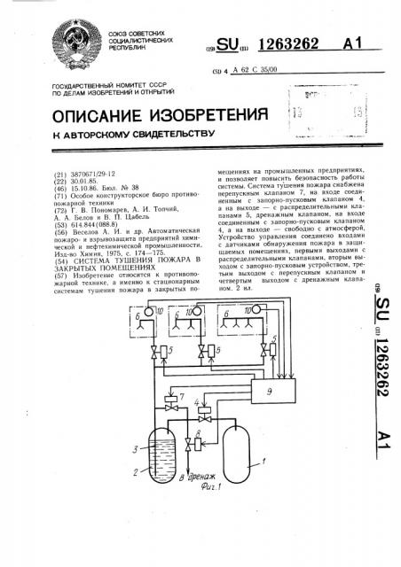 Система тушения пожара в закрытых помещениях (патент 1263262)