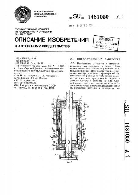 Пневматический гайковерт (патент 1481050)