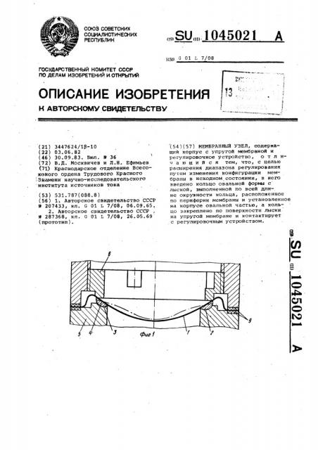 Мембранный узел (патент 1045021)