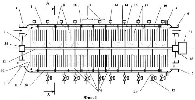 Горизонтальный дисковый тепло- и массообменный аппарат (патент 2410145)