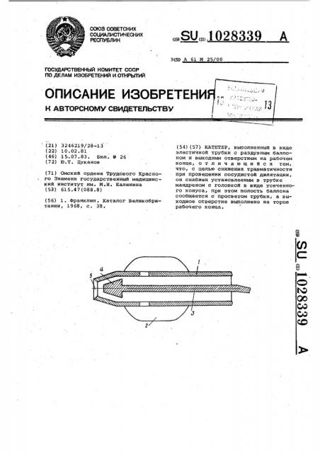 Катетер (патент 1028339)