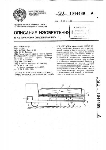 Машина для межцехового транспортирования горячих слитков металла (патент 1044489)