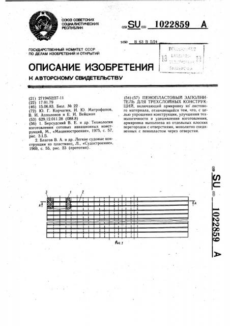 Пенопластовый заполнитель для трехслойных конструкций (патент 1022859)