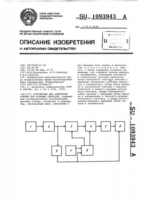 Устройство для измерения усилия при разрыве образцов (патент 1093943)