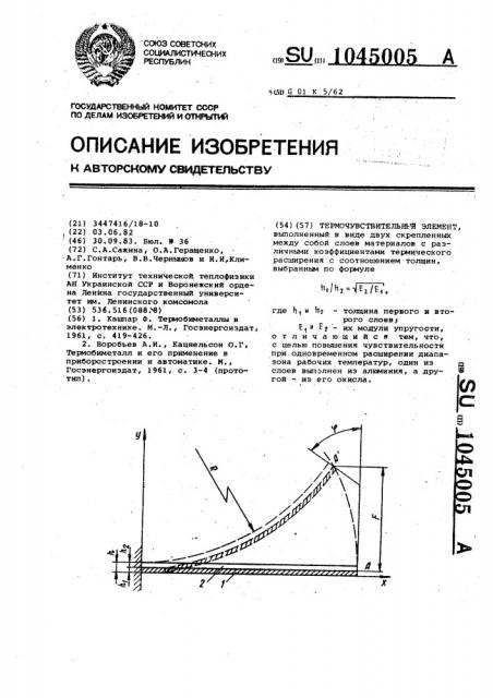 Термочувствительный элемент (патент 1045005)