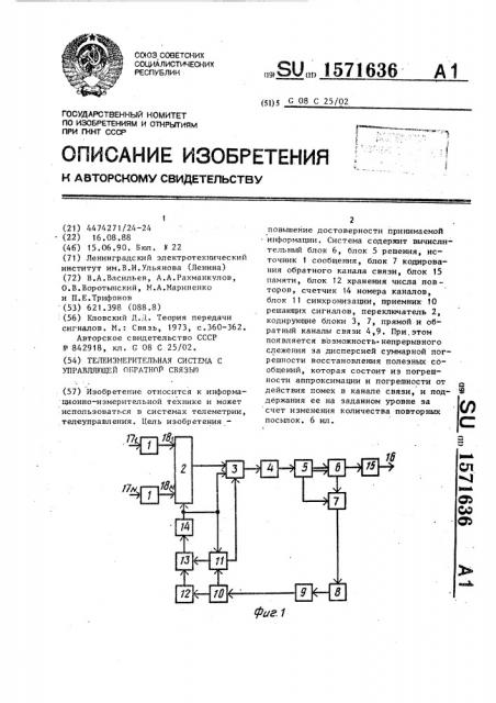 Телеизмерительная система с управляющей обратной связью (патент 1571636)