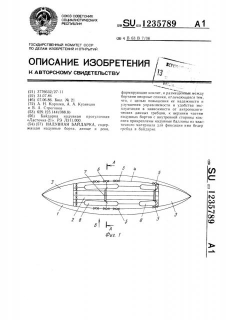 Надувная байдарка (патент 1235789)
