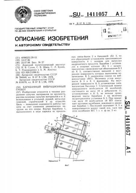 Барабанный вибрационный грохот (патент 1411057)