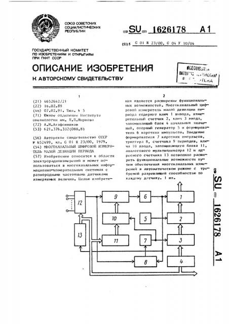 Многоканальный цифровой измеритель малой девиации периода (патент 1626178)