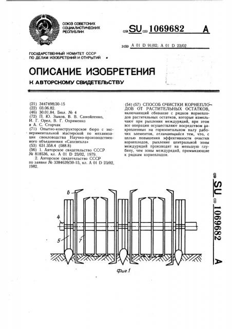 Способ очистки корнеплодов от растительных остатков (патент 1069682)