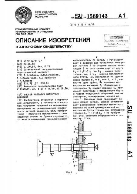 Способ наплавки магнитных порошков (патент 1569143)