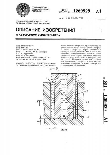 Способ электрохимической прошивки отверстий (патент 1269929)