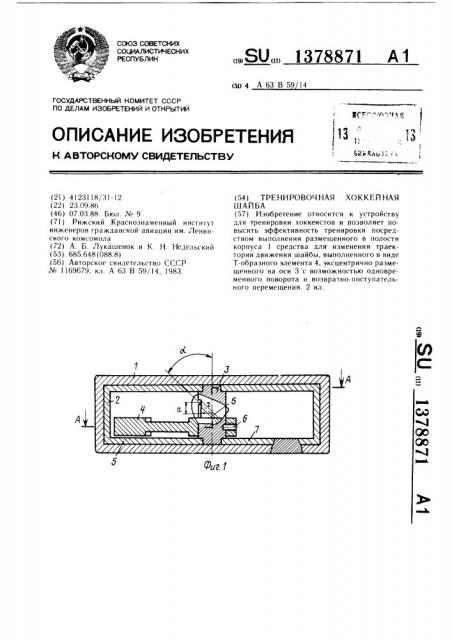 Тренировочная хоккейная шайба (патент 1378871)