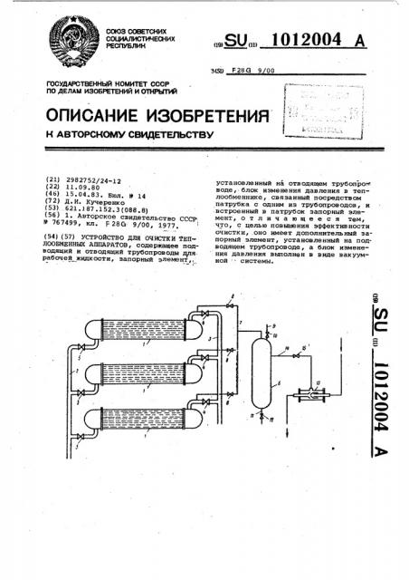 Устройство для очистки теплообменных аппаратов (патент 1012004)