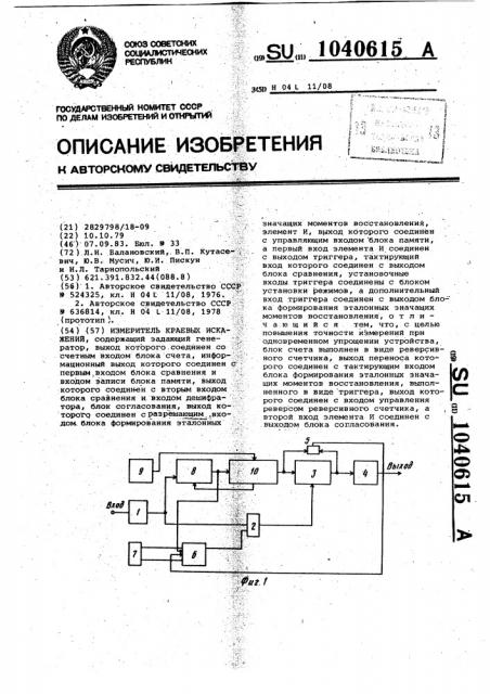 Измеритель краевых искажений (патент 1040615)