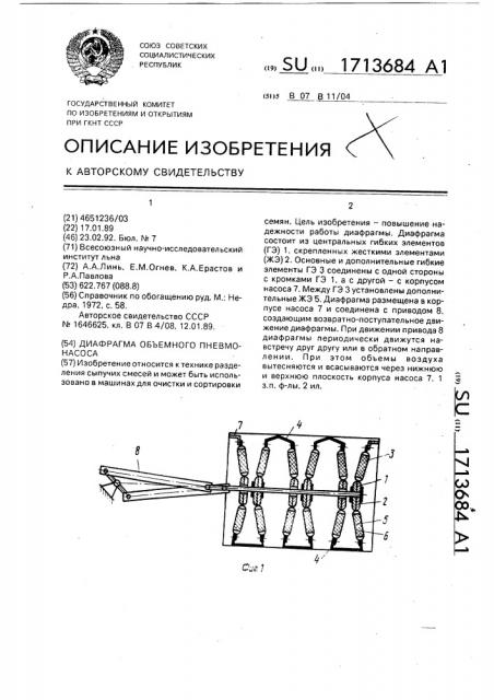 Диафрагма объемного пневмонасоса (патент 1713684)