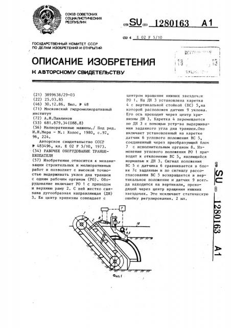Рабочее оборудование траншеекопателя (патент 1280163)