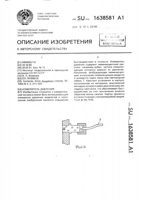 Измеритель давления (патент 1638581)
