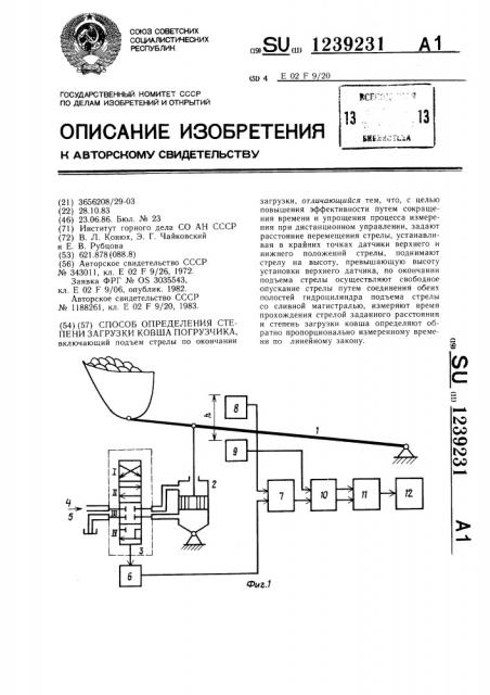 Способ определения степени загрузки ковша погрузчика (патент 1239231)