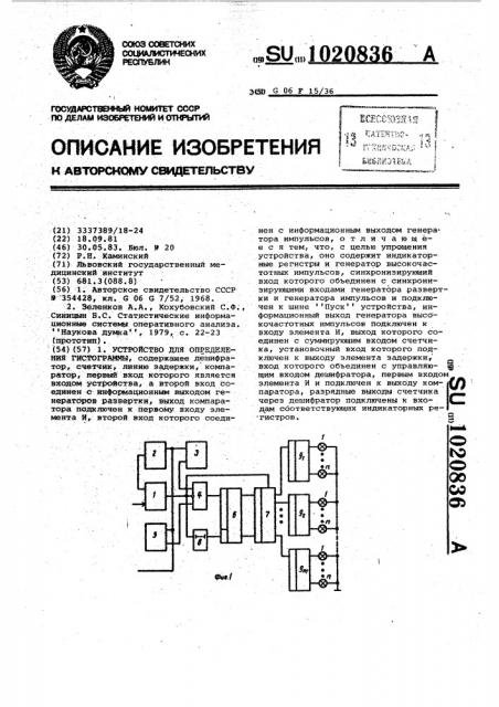 Устройство для определения гистограммы (патент 1020836)