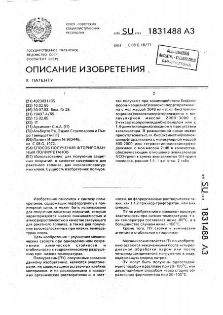 Способ получения фторированных полиуретанов (патент 1831488)