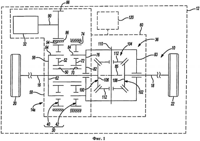 Узел оси с механизмом привода с распределением крутящего момента (патент 2569722)