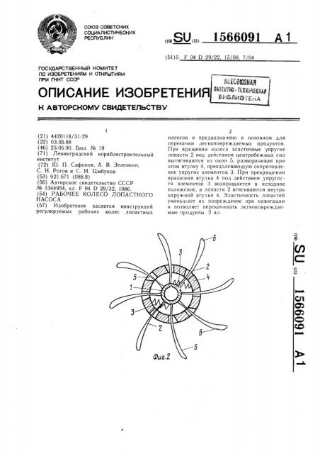 Рабочее колесо лопастного насоса (патент 1566091)