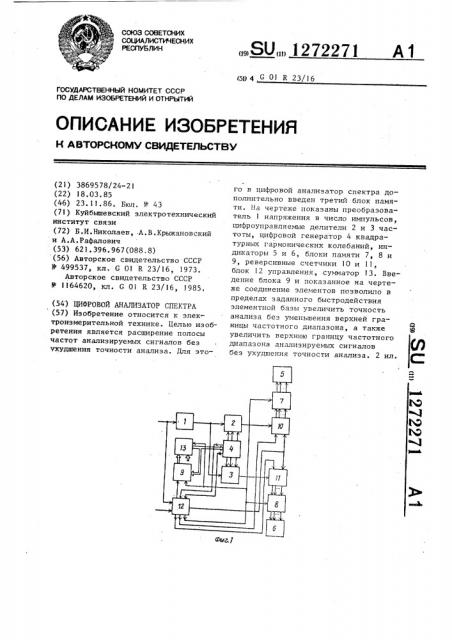 Цифровой анализатор спектра (патент 1272271)