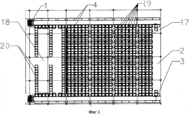 Транспортная система склада высокоплотного ярусного хранения груза на поддонах (патент 2323149)