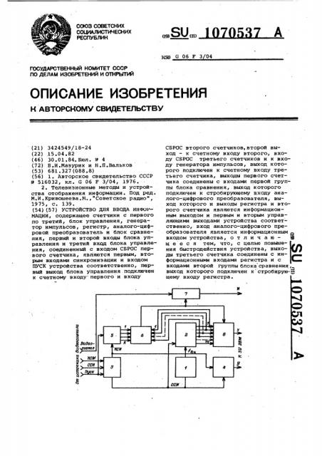 Устройство для ввода информации (патент 1070537)