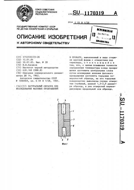 Натурный образец для исследования фазовых превращений в прокате (патент 1170319)