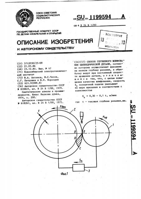 Способ глубинного шлифования цилиндрической детали (патент 1199594)